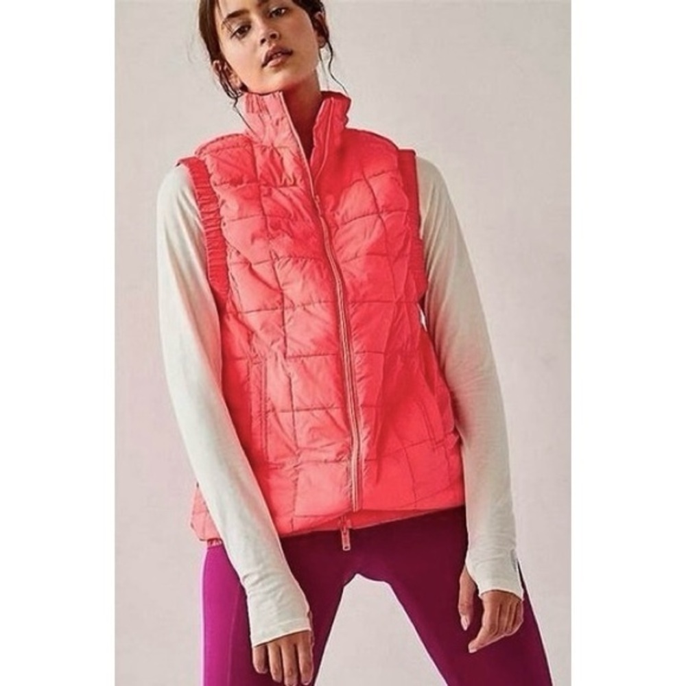 Free People Movement Piper Packable Puffer Vest Coral Medium